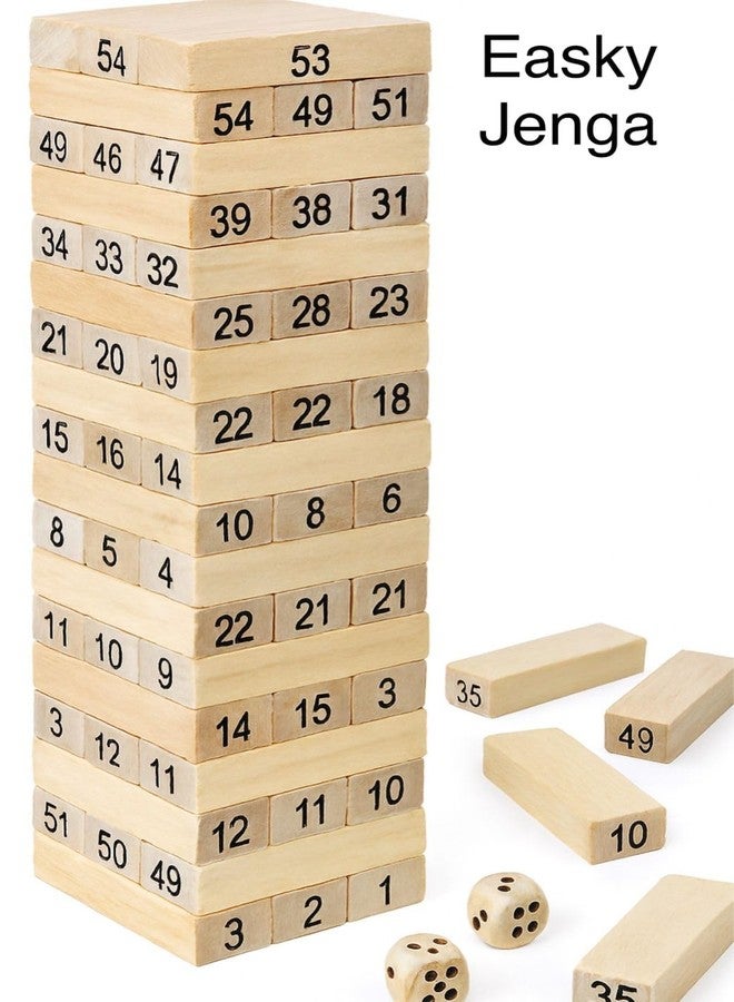 EASKY Wooden Stacking Tower Game | Wooden Tumbling Tower Game - Indoor Stacking Puzzle Blocks for Kids, Adults & Families - Fun Balancing Toy for Boys & Girls of All Ages - Party Game & Brain Teaser - Image 3
